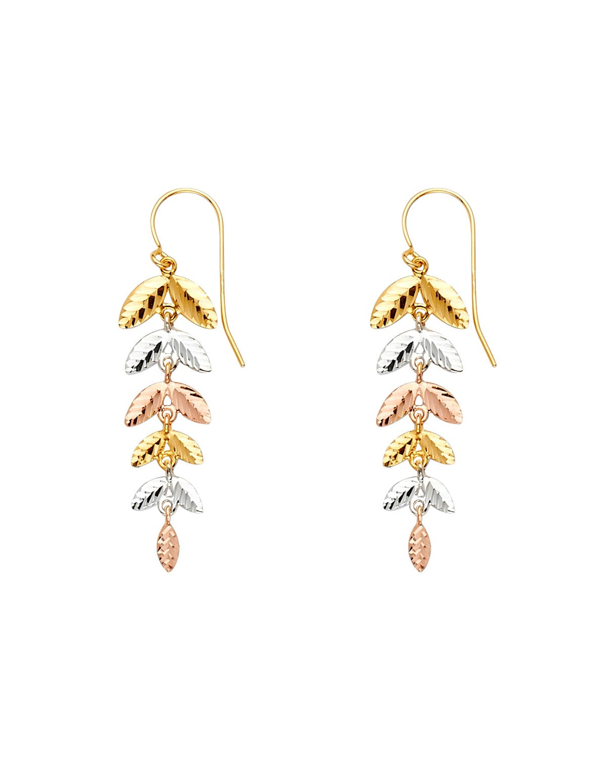 14K Tri-Color Gold 3C Dangling Earrings (ER-1576)