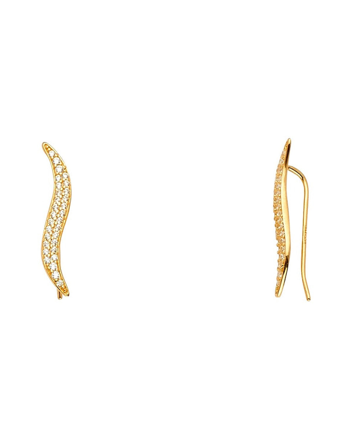 14K Yellow Gold Fancy Clip Style CZ Earrings (ER-1584)