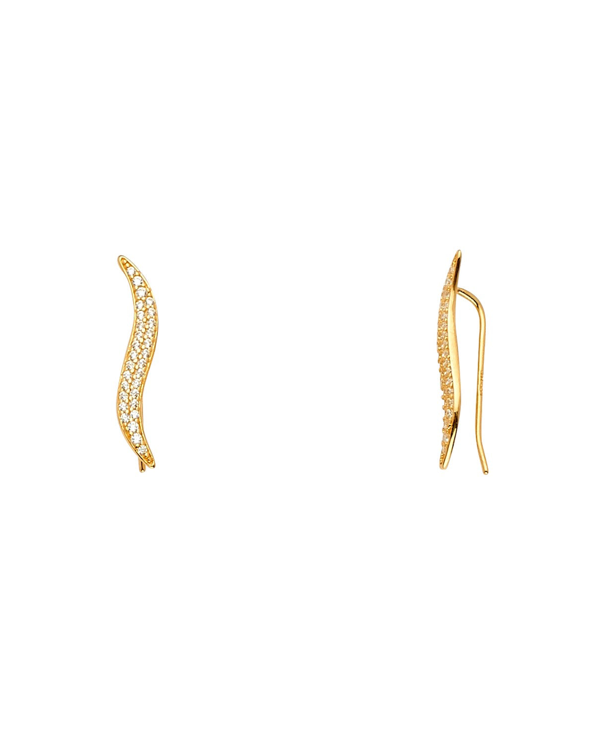 14K Yellow Gold Fancy Clip Style CZ Earrings (ER-1584)