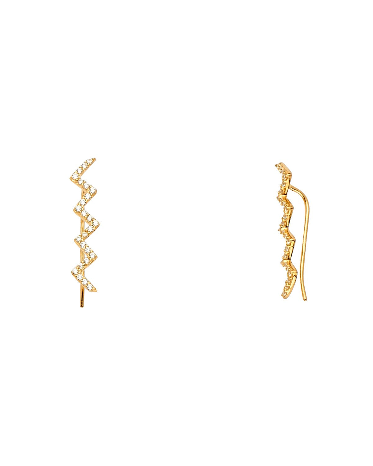 14K Yellow Gold Fancy Clip Style CZ Earrings (ER-1585)