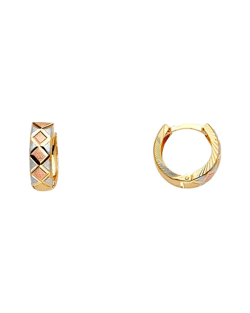 14K Tri-Color Gold 3C Huggies Earrings (ER-1611)