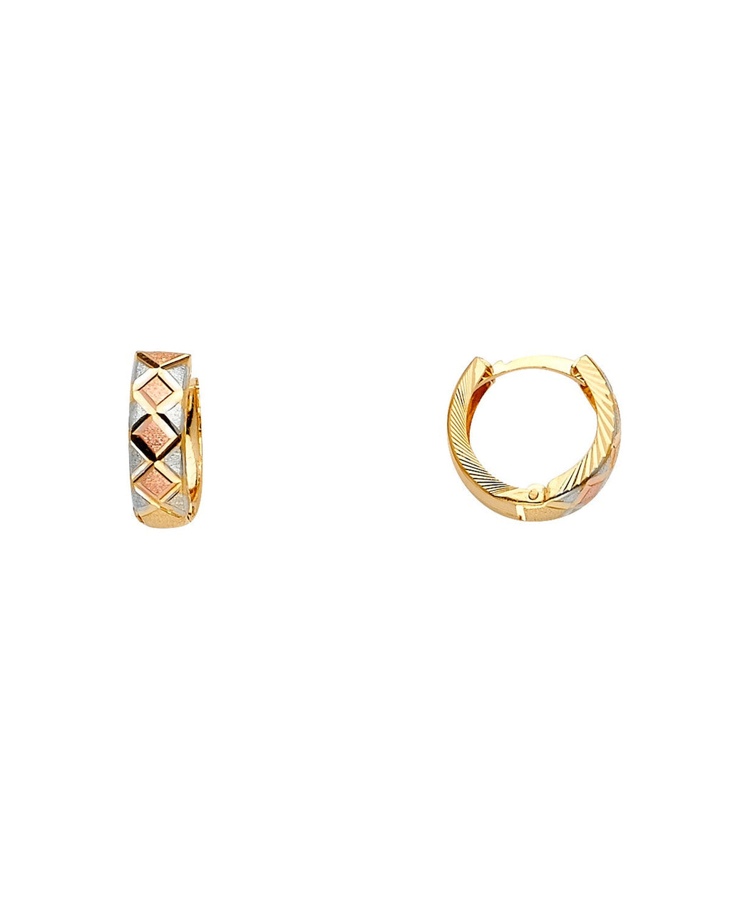 14K Tri-Color Gold 3C Huggies Earrings (ER-1611)