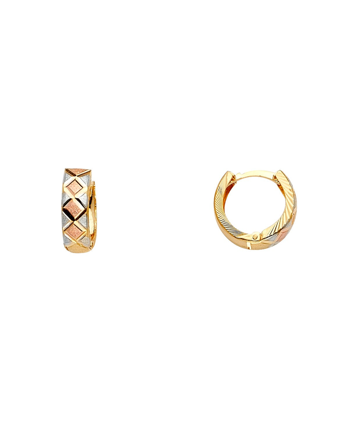 14K Tri-Color Gold 3C Huggies Earrings (ER-1611)
