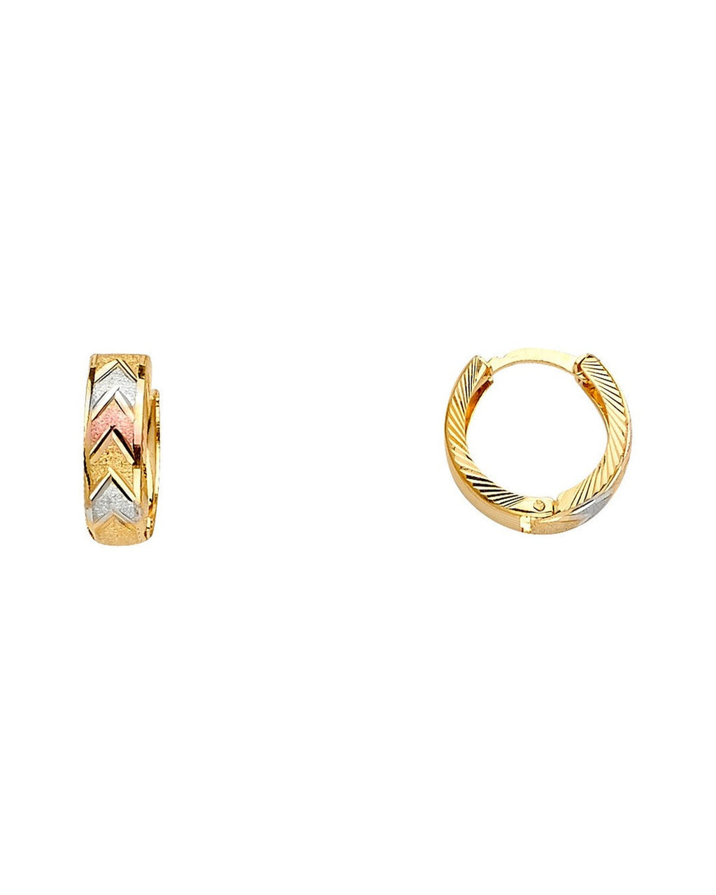 14K Tri-Color Gold 3C Huggies Earrings (ER-1612)