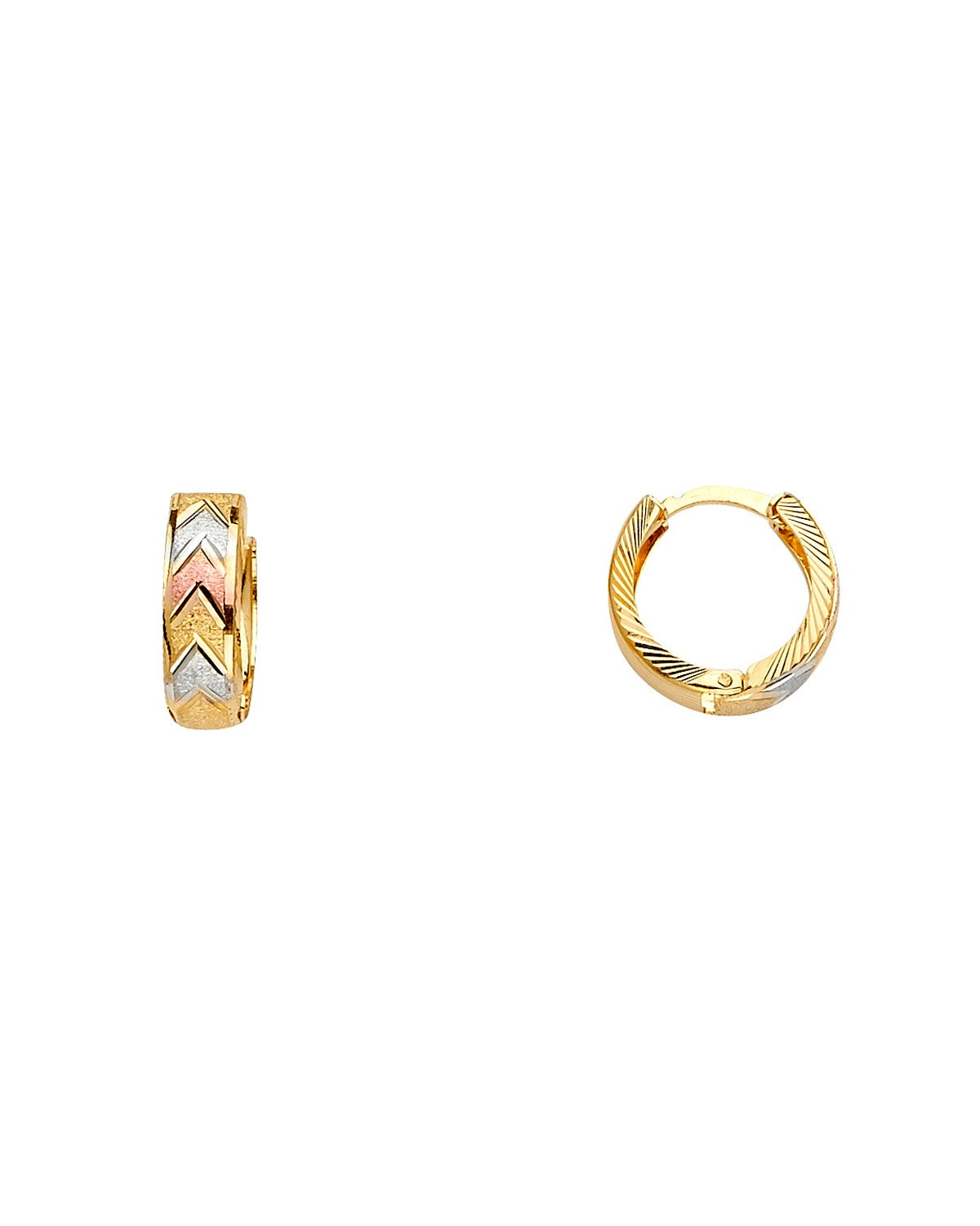14K Tri-Color Gold 3C Huggies Earrings (ER-1612)