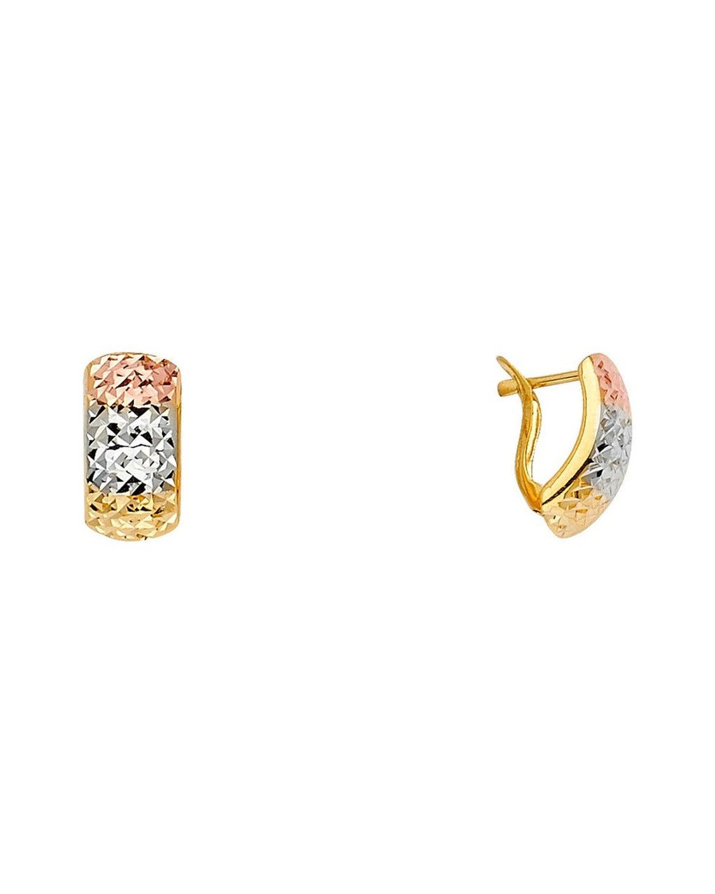 14K Tri-Color Gold Half Huggies Earrings (ER-1617)