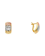 14K Tri-Color Gold Half Huggies Earrings (ER-1617)