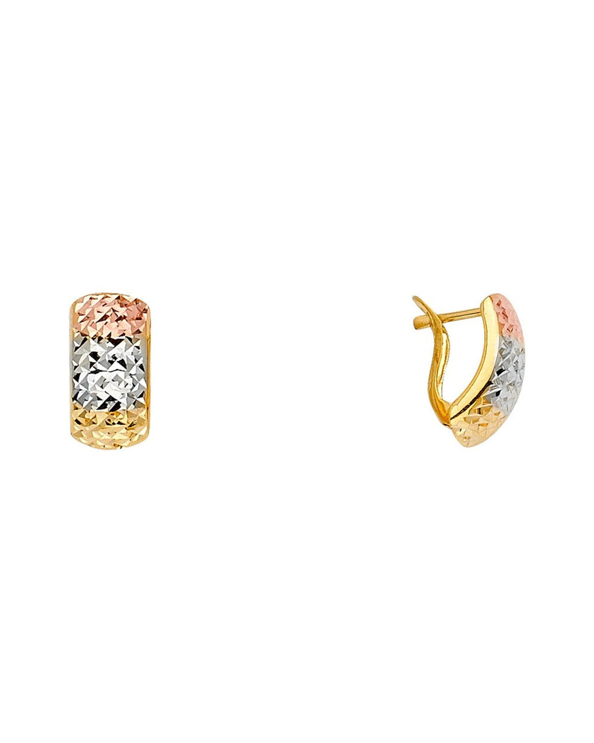 14K Tri-Color Gold Half Huggies Earrings (ER-1617)