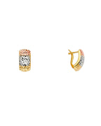 14K Tri-Color Gold Half Huggies Earrings (ER-1617)