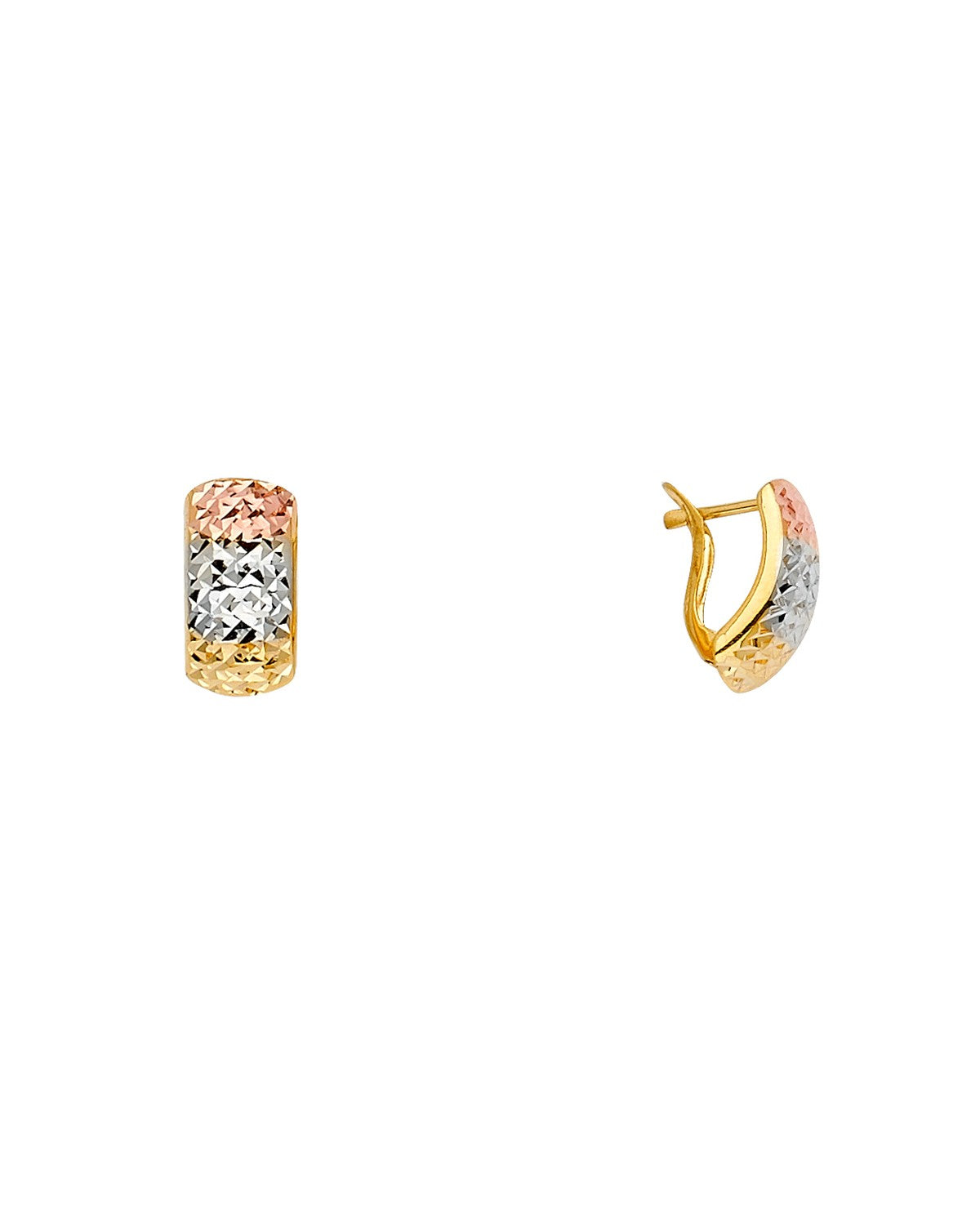 14K Tri-Color Gold Half Huggies Earrings (ER-1617)