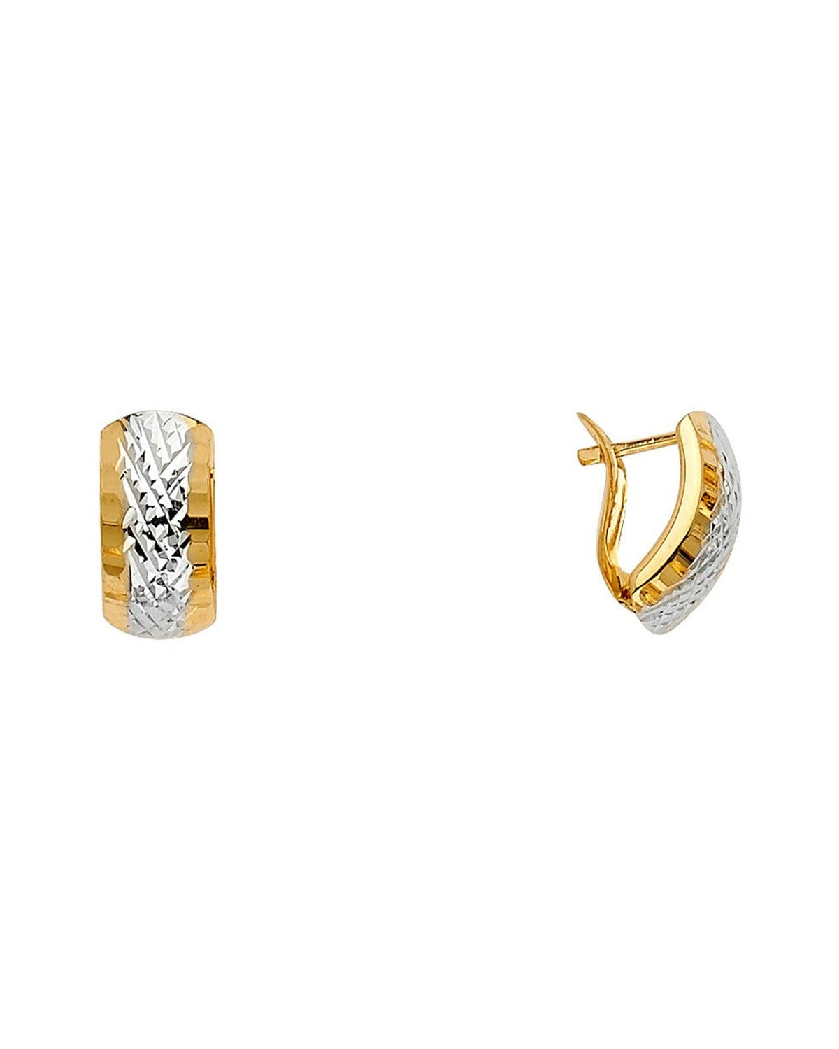 14K Two-Tone Gold 2T Half Huggies Earrings (ER-1619)
