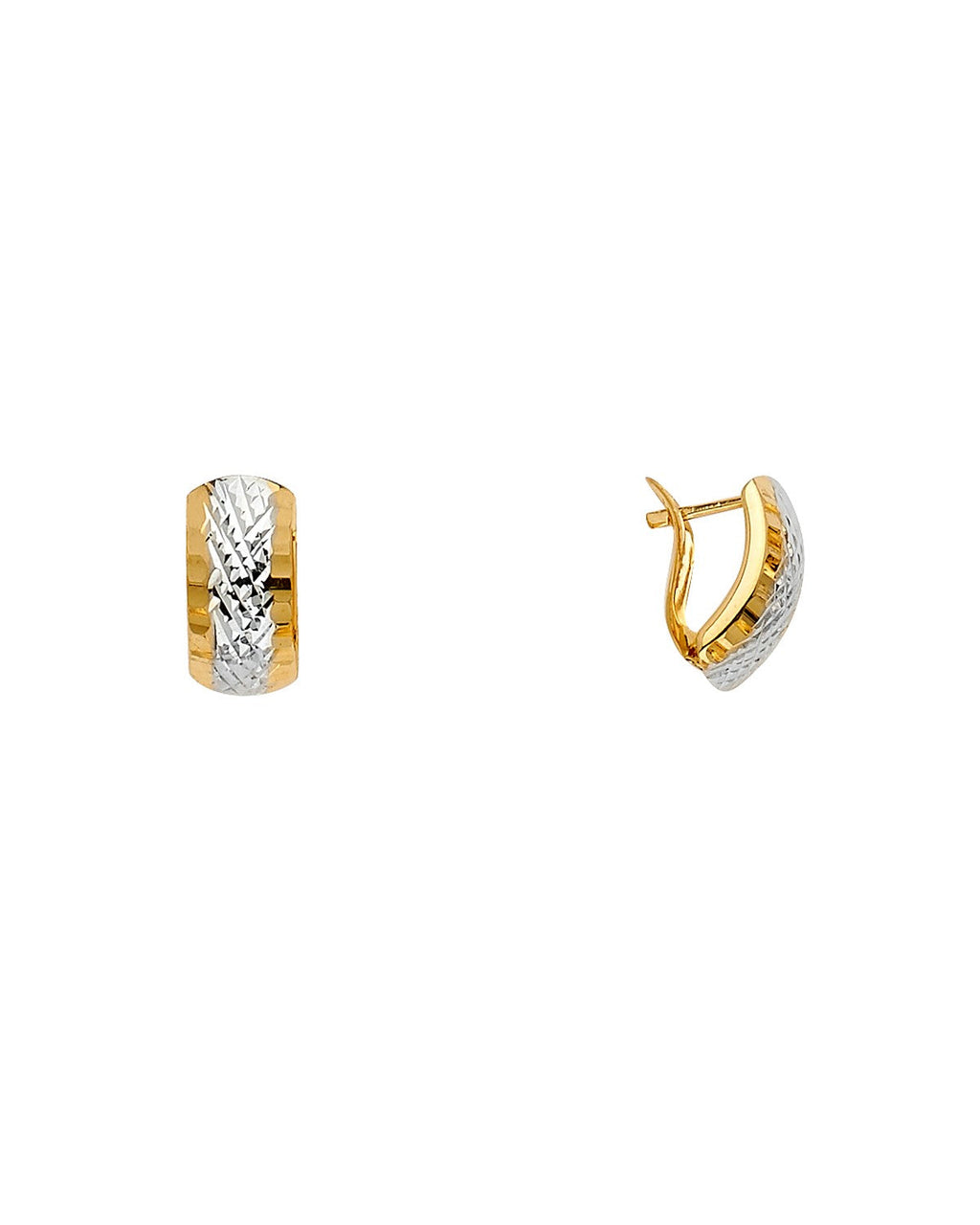 14K Two-Tone Gold 2T Half Huggies Earrings (ER-1619)