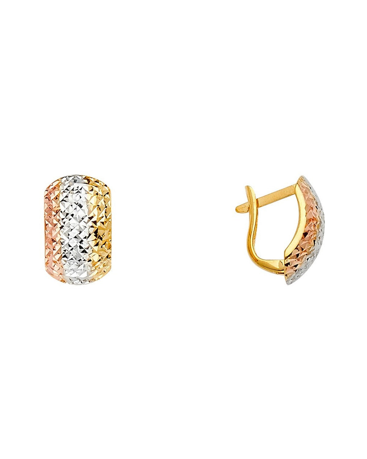 14K Tri-Color Gold Half Huggies Earrings (ER-1621)