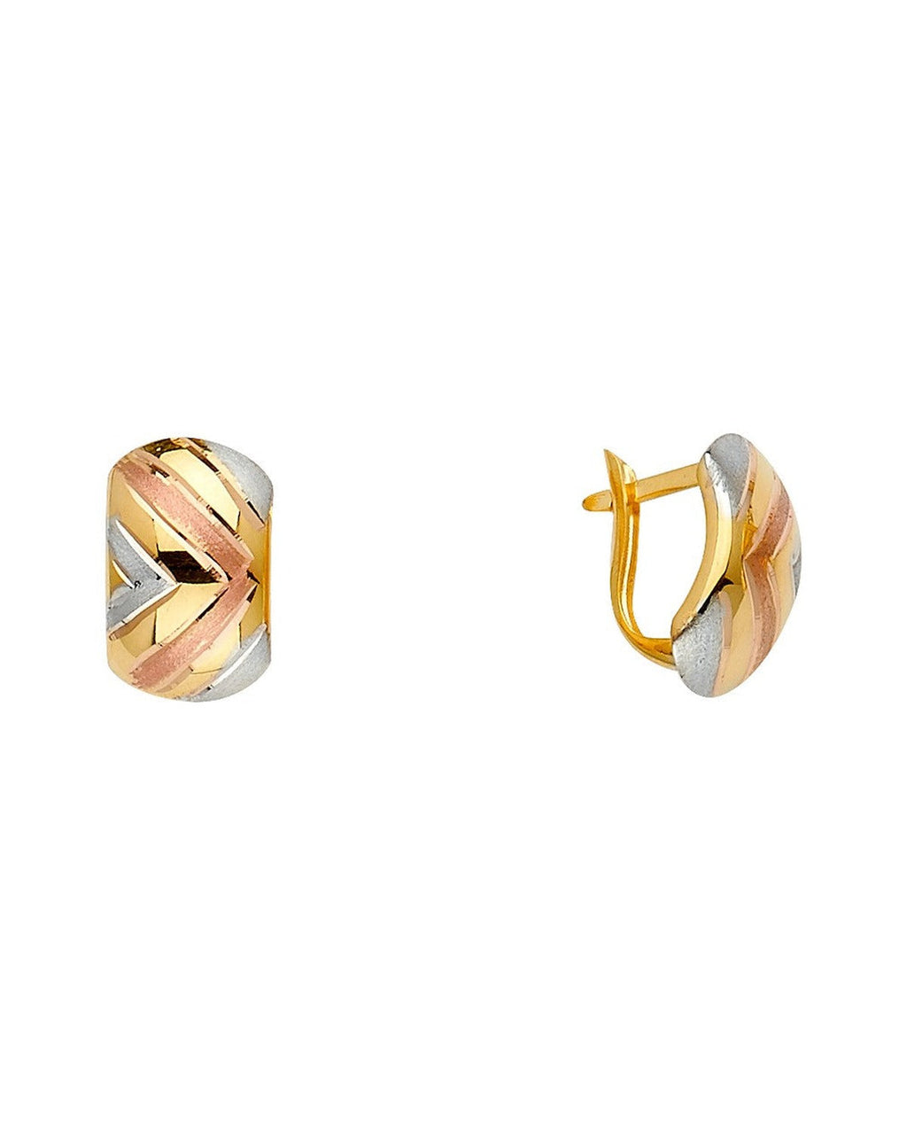 14K Tri-Color Gold Half Huggies Earrings (ER-1623)