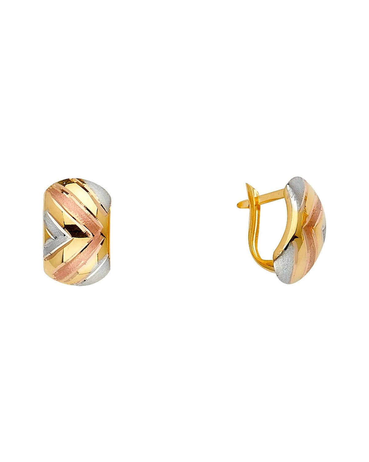 14K Tri-Color Gold Half Huggies Earrings (ER-1623)