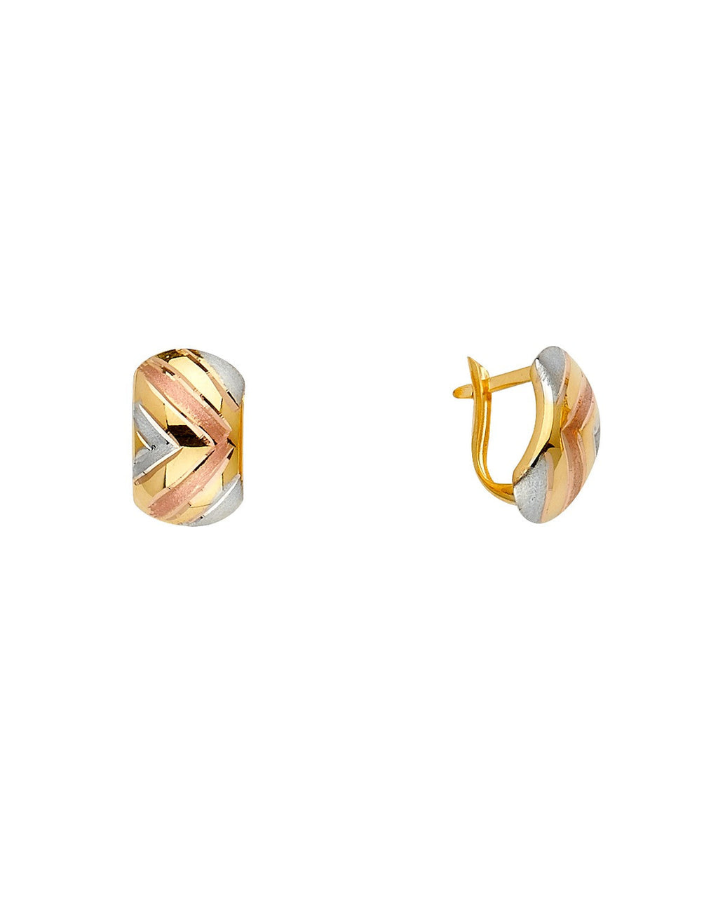14K Tri-Color Gold Half Huggies Earrings (ER-1623)