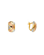 14K Tri-Color Gold Half Huggies Earrings (ER-1623)