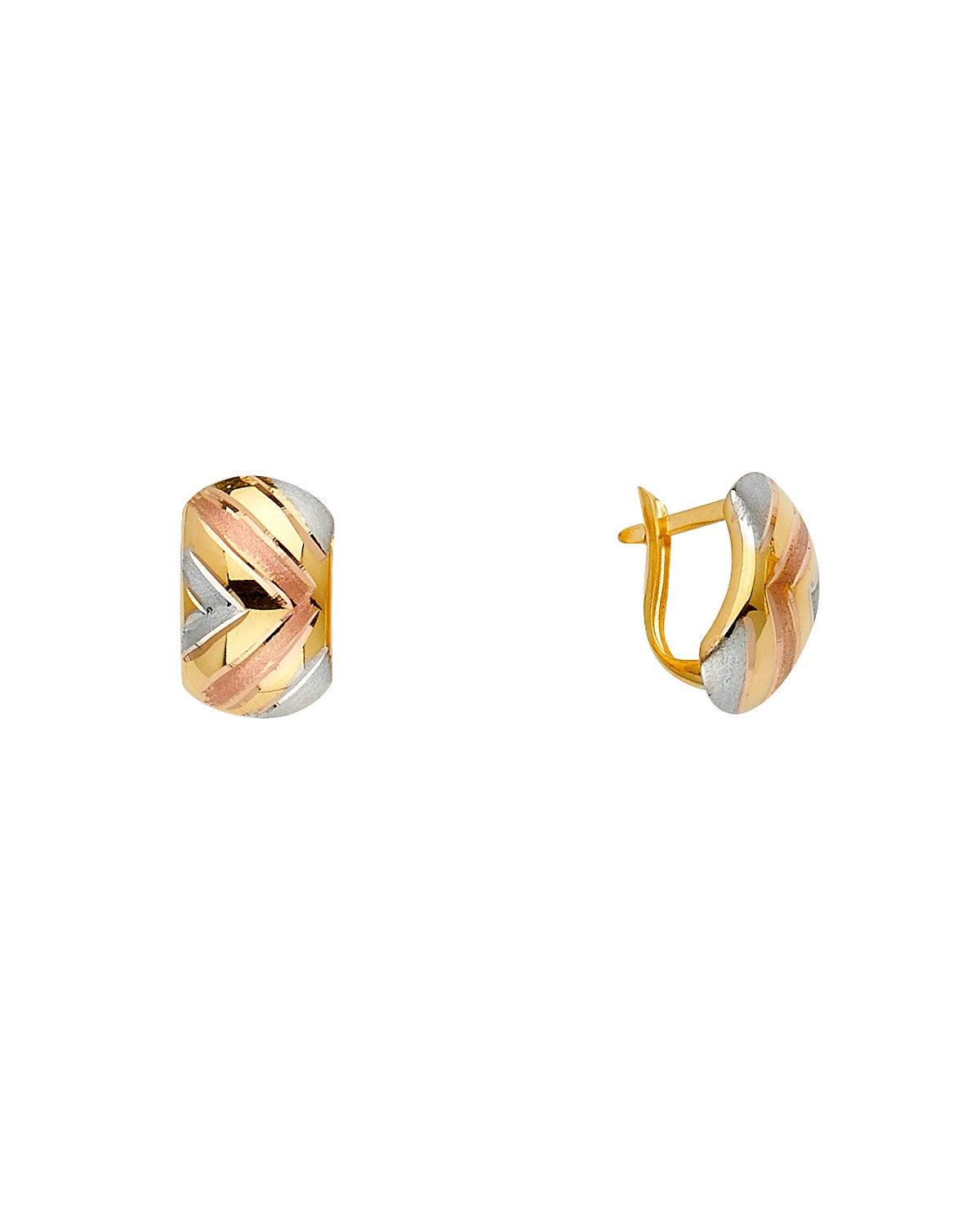 14K Tri-Color Gold Half Huggies Earrings (ER-1623)