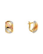 14K Tri-Color Gold Half Huggies Earrings (ER-1624)