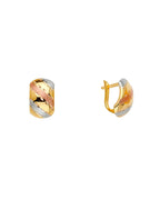 14K Tri-Color Gold Half Huggies Earrings (ER-1624)