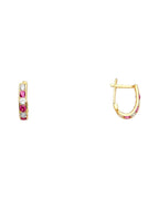 14K Yellow Gold CZ Channel Huggies Earrings (ER-1627)
