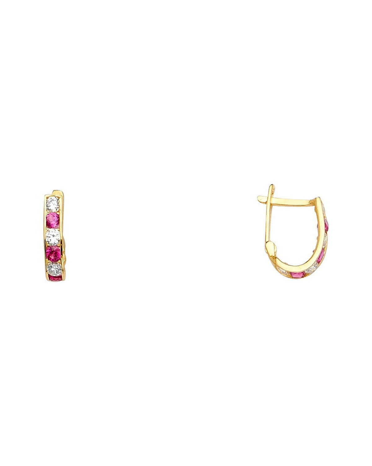 14K Yellow Gold CZ Channel Huggies Earrings (ER-1627)