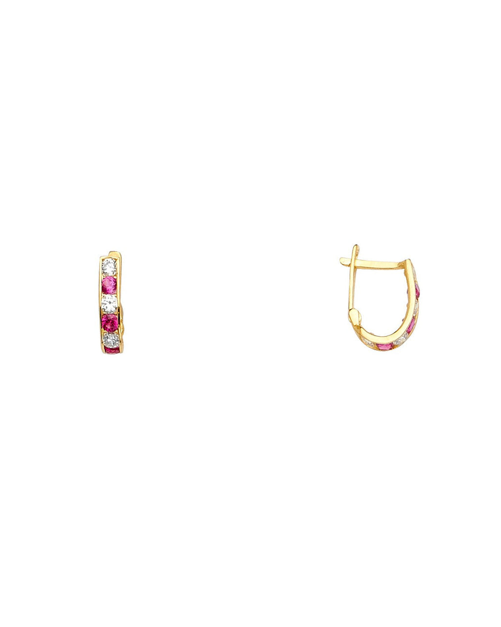 14K Yellow Gold CZ Channel Huggies Earrings (ER-1627)