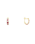 14K Yellow Gold CZ Channel Huggies Earrings (ER-1627)