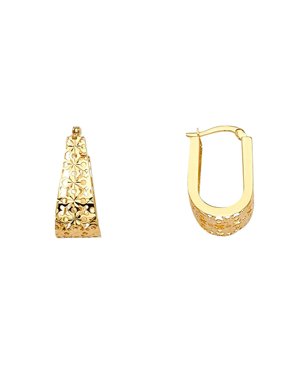 14K Yellow Gold Filigree U Shape Earrings (ER-1631)