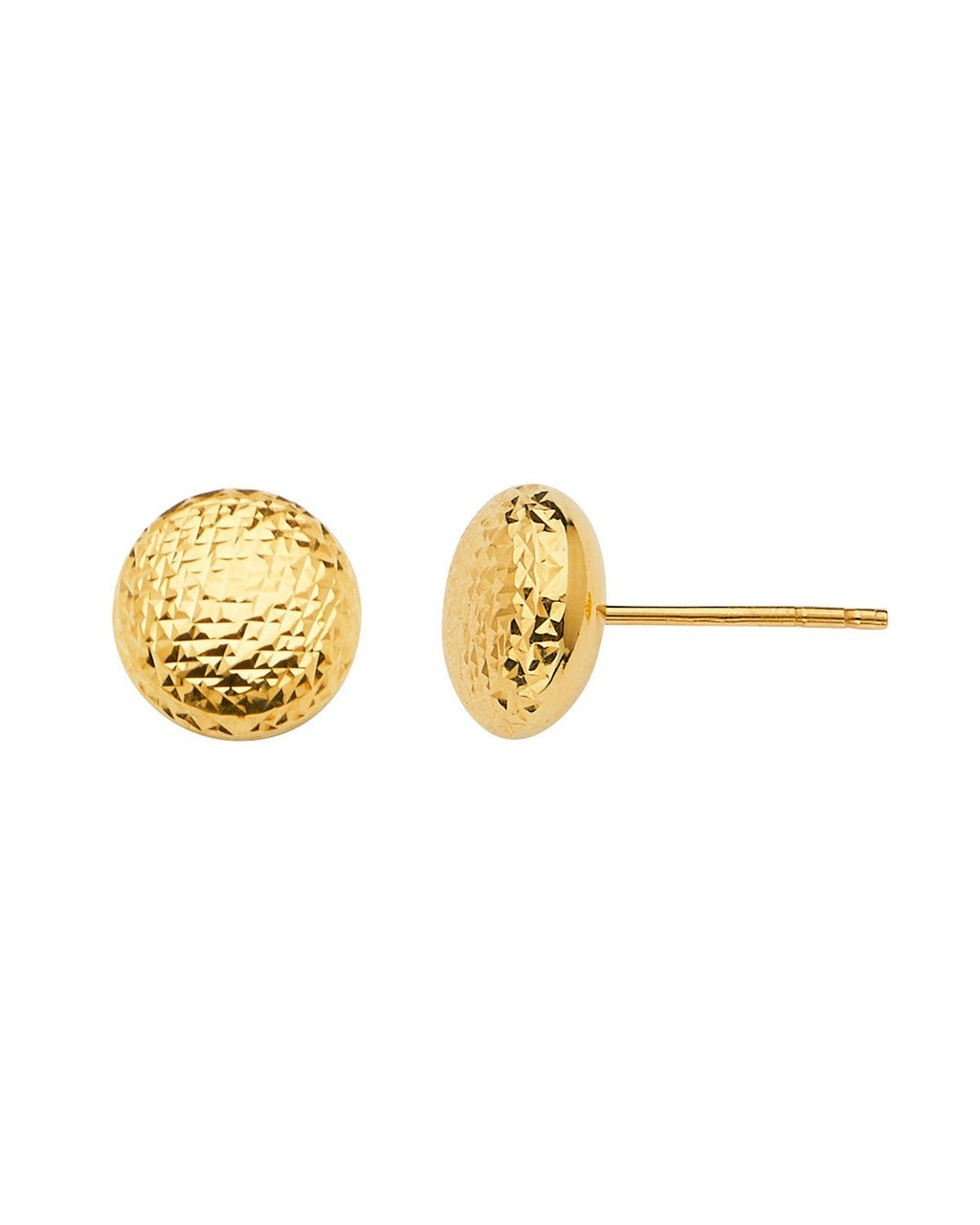 14K Yellow Gold DC Flat Round Ball Earrings with Push Back (ER-1640)
