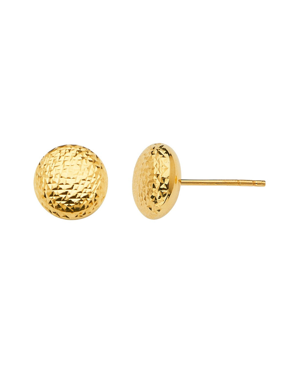 14K Yellow Gold DC Flat Round Ball Earrings with Push Back (ER-1640)