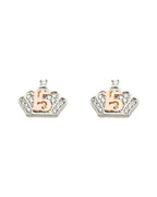 14K White Gold 15 Years CZ Crown Earrings with Push Back (ER-1653)