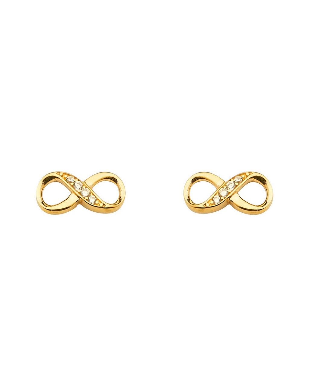 14K Yellow Gold CZ Infinity Earrings with Push Back (ER-1655)