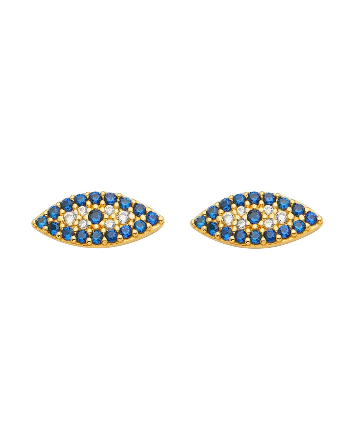 14K Yellow Gold Evil Eye CZ Earrings with Push Back (ER-1661)
