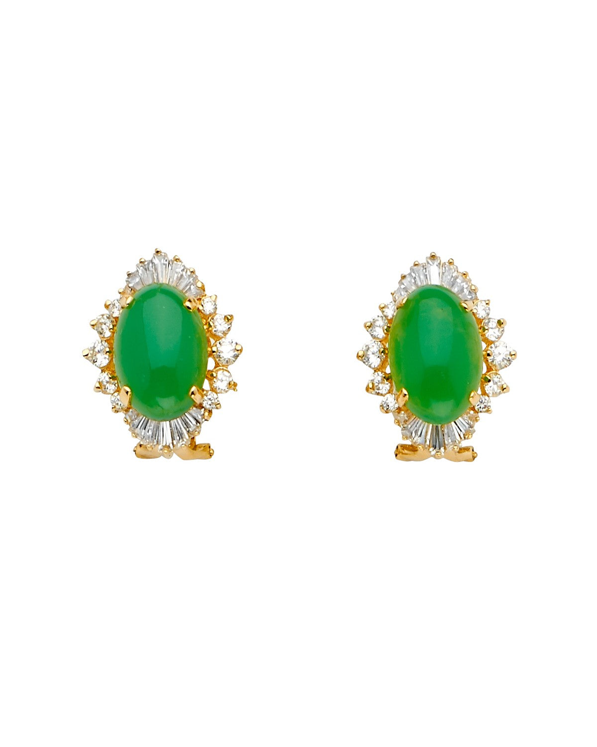 14K Yellow Gold Jade Earrings/Set (ER-1683)