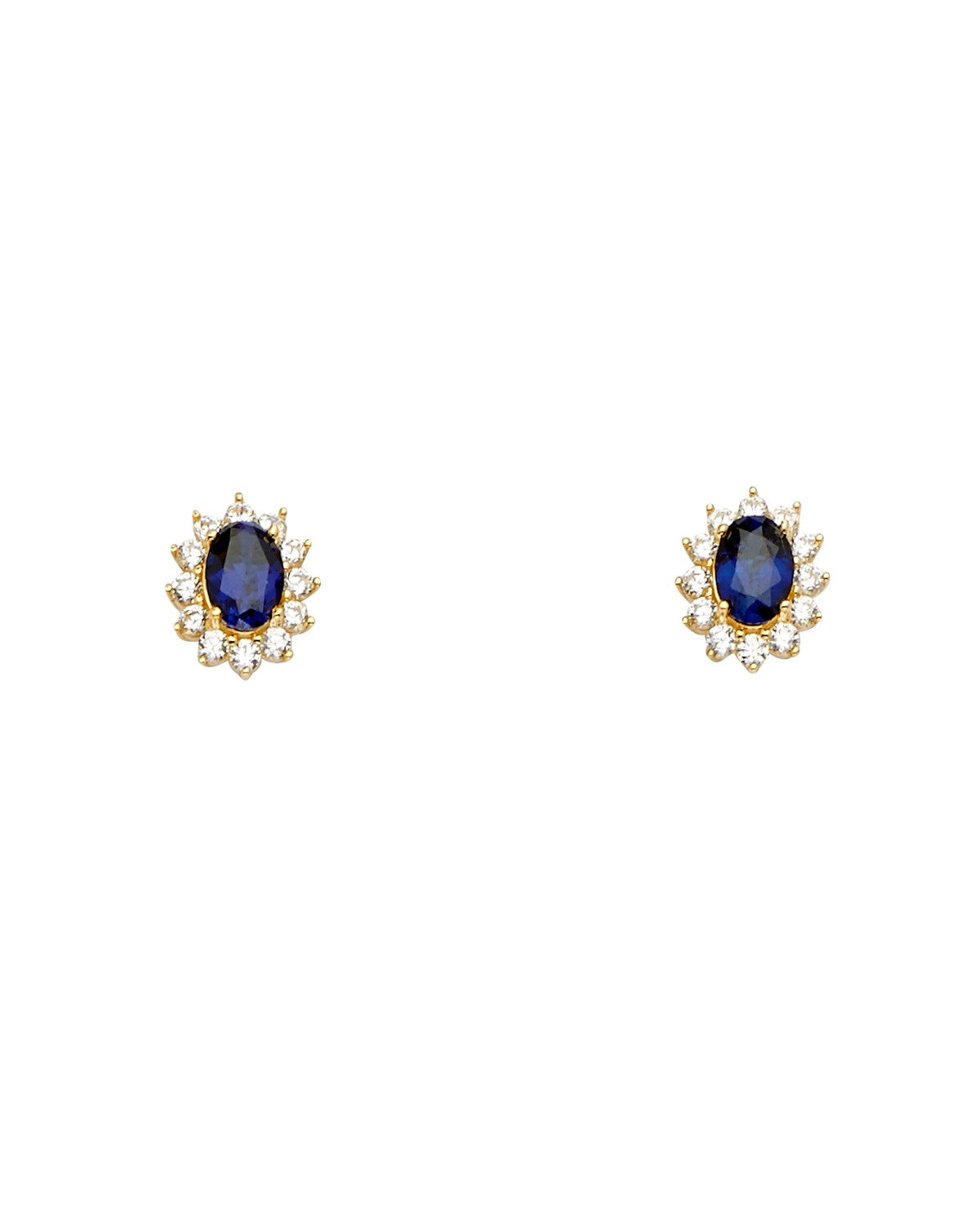 14K Yellow Gold Blue CZ Earrings/Set (ER-1685)