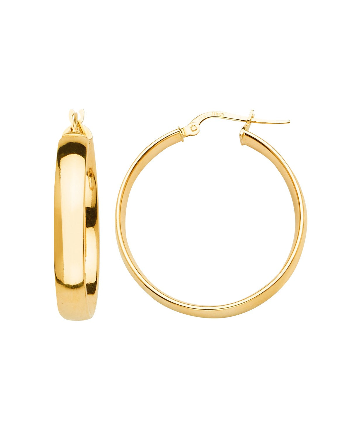 14K Yellow Gold Basic Hollow Hoop Earrings (ER-1703)