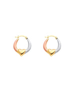 14K Tri-Color Gold 3C Double Face Heart Design Hollow Earrings (ER-1718)