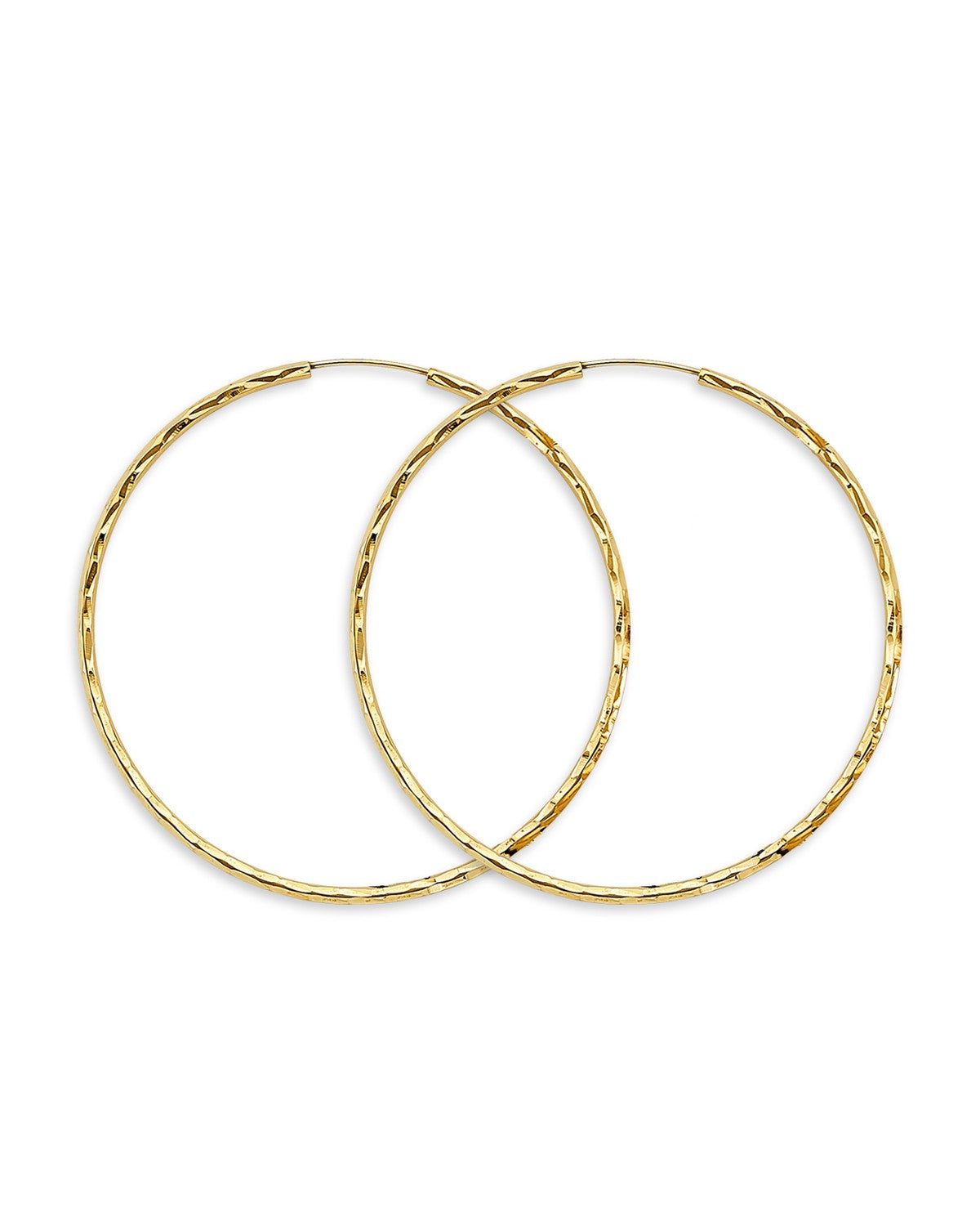 14K Yellow Gold 1.8mm Shiny DC Endless Hoop Earrings (55mm) (ER-1738)