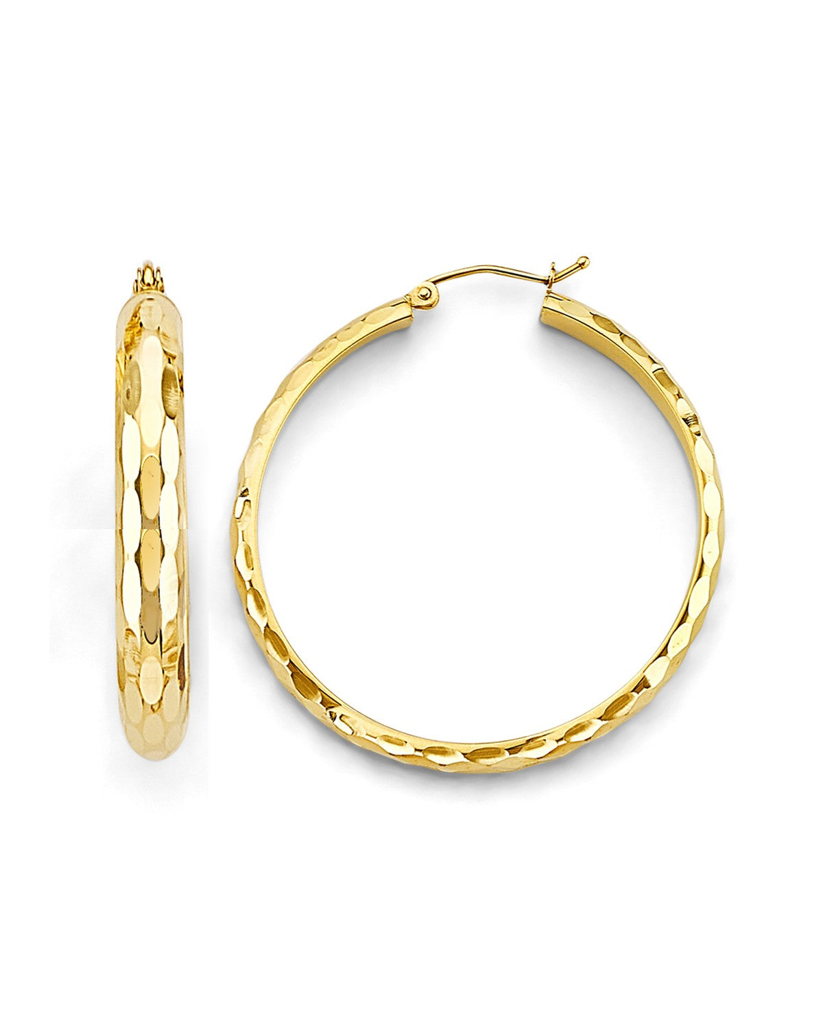 14K Yellow Gold Shiny DC Hoop Earrings (ER-1766)