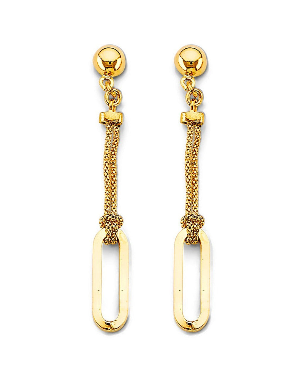 14K Yellow Gold Paperclip Earrings with Pushback (ER-1786)