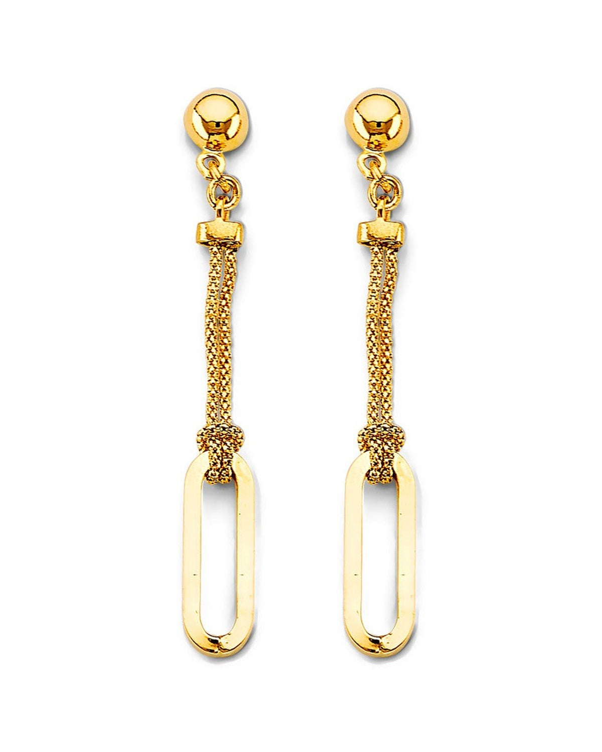 14K Yellow Gold Paperclip Earrings with Pushback (ER-1786)