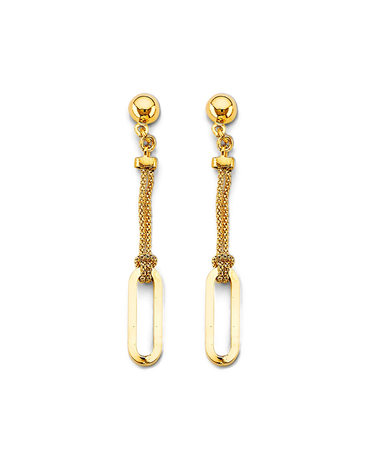 14K Yellow Gold Paperclip Earrings with Pushback (ER-1786)