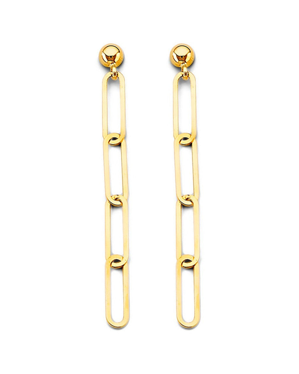 14K Yellow Gold Paperclip Earrings with Pushback (ER-1788)