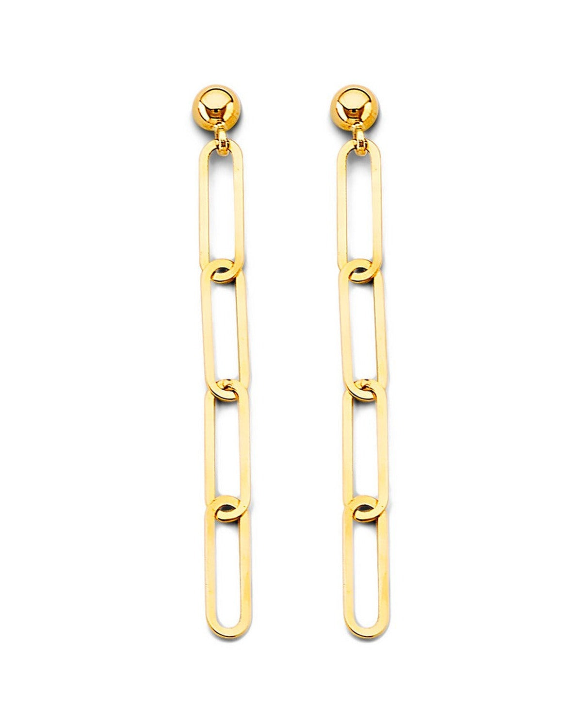 14K Yellow Gold Paperclip Earrings with Pushback (ER-1788)
