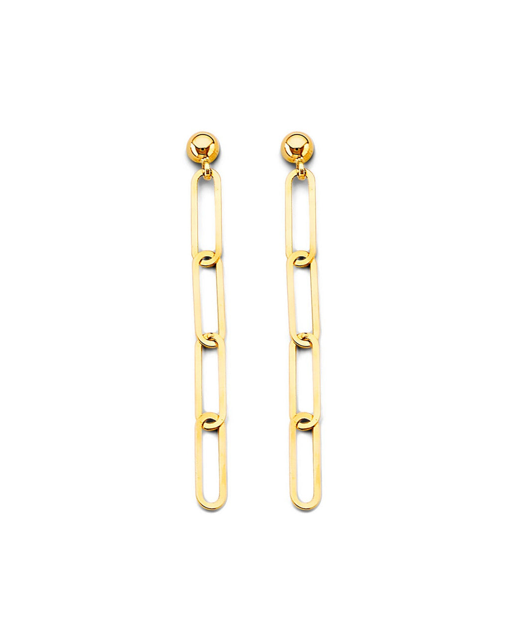 14K Yellow Gold Paperclip Earrings with Pushback (ER-1788)