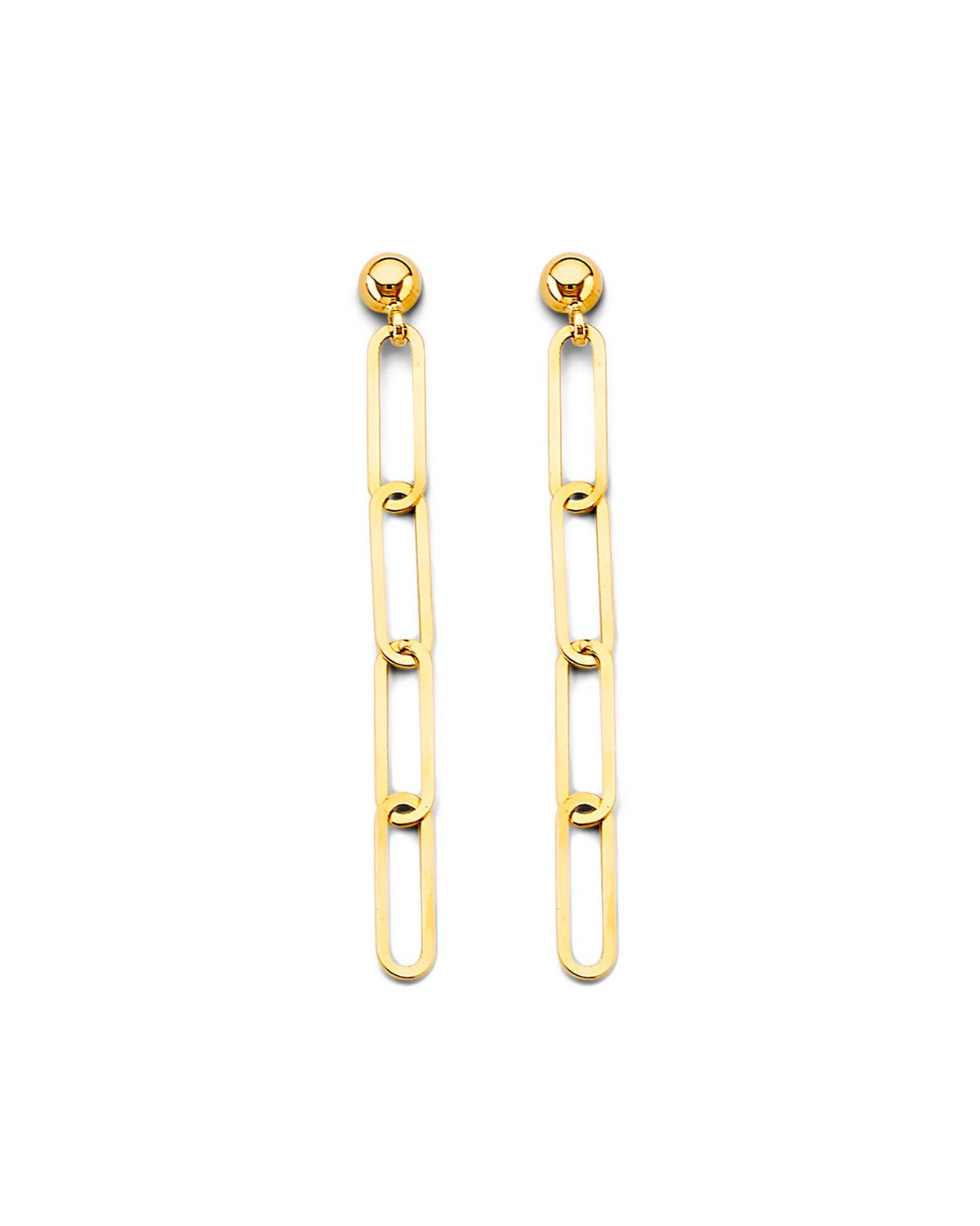 14K Yellow Gold Paperclip Earrings with Pushback (ER-1788)