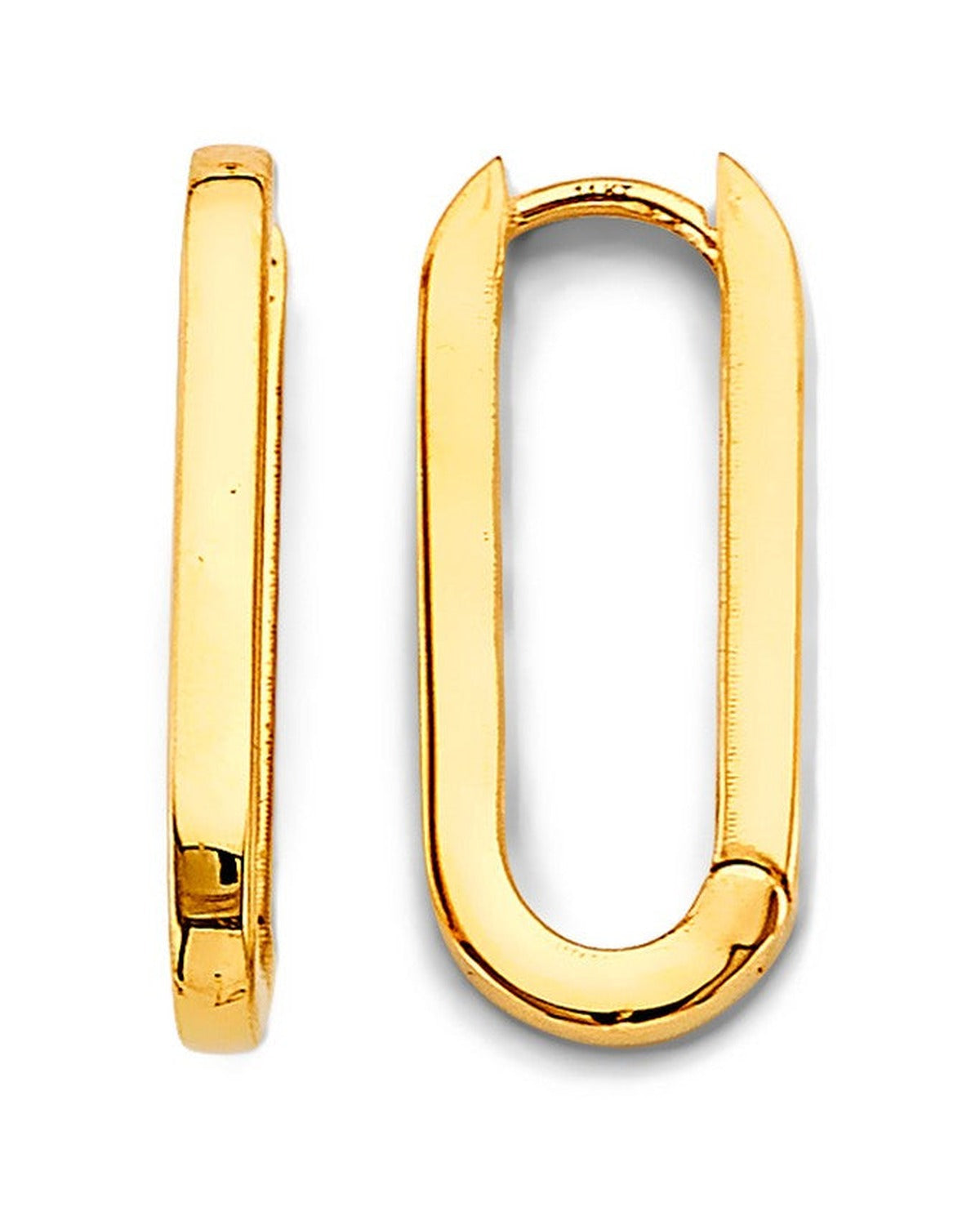 14K Yellow Gold Shiny Paperclip Huggies Earrings (ER-1800)