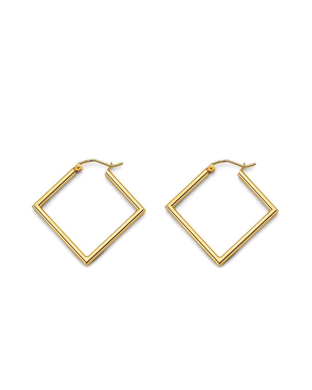 14K Yellow Gold Tube Square Polish Hoop Earrings (ER-1825)