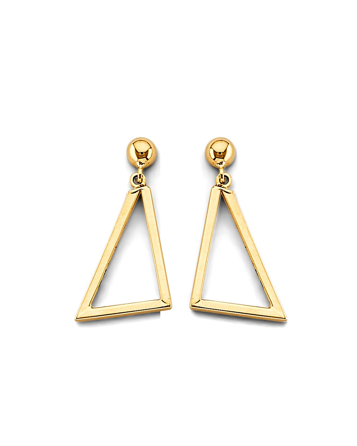 14K Yellow Gold Dangling Triangle Earrings (ER-1830)